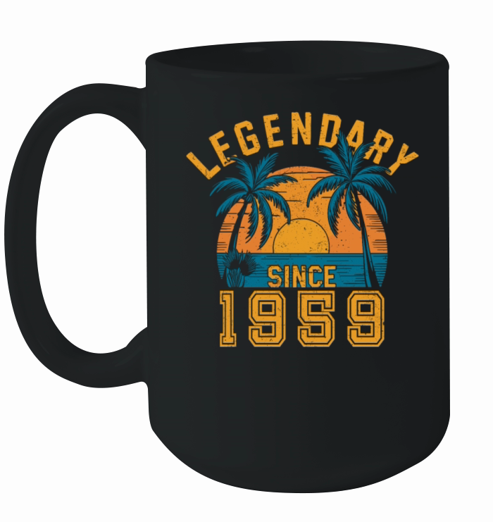 Legendary Since 1959 Birthday Sunset Retro Palm Ceramic Mug