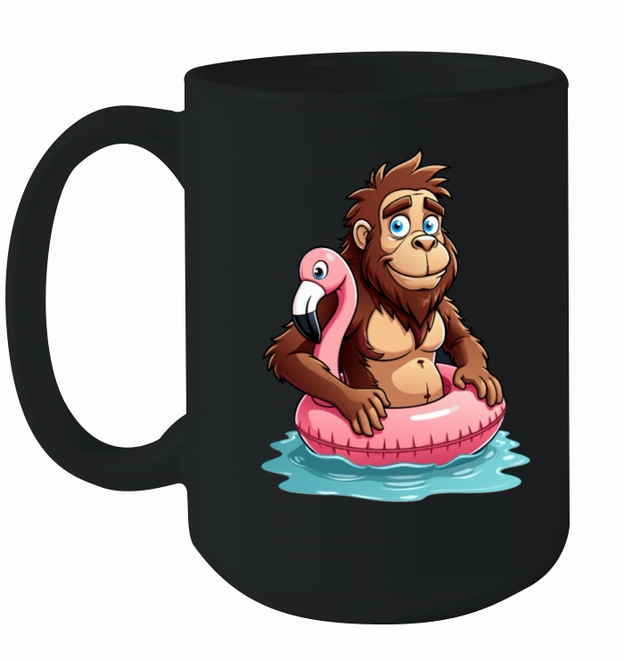 Pool Party Bigfoot Flamingo Ceramic Mug