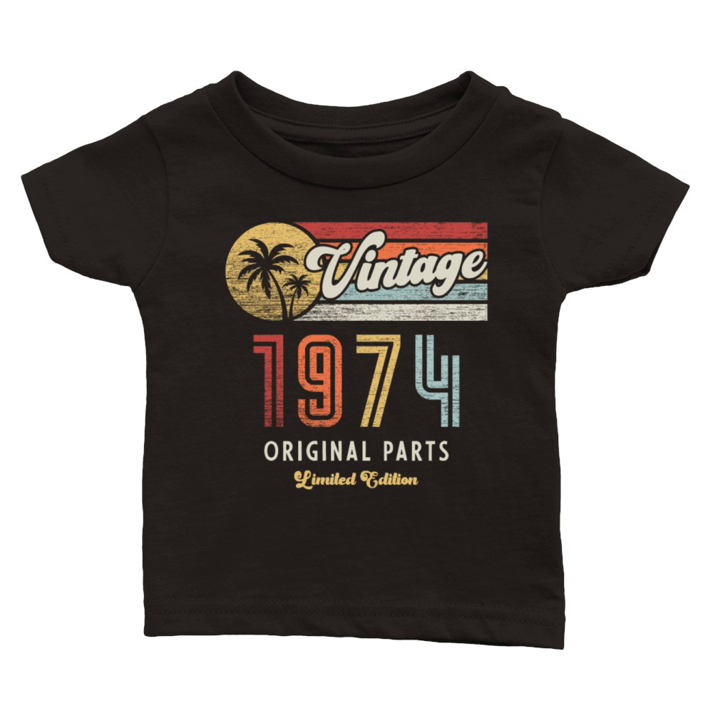 Vintage 1974 Birthday Retro Classic Baby Crewneck T-shirt