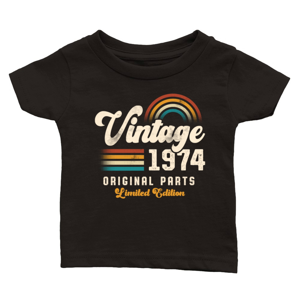 Vintage 1974 Birthday Retro Classic Baby Crewneck T-shirt