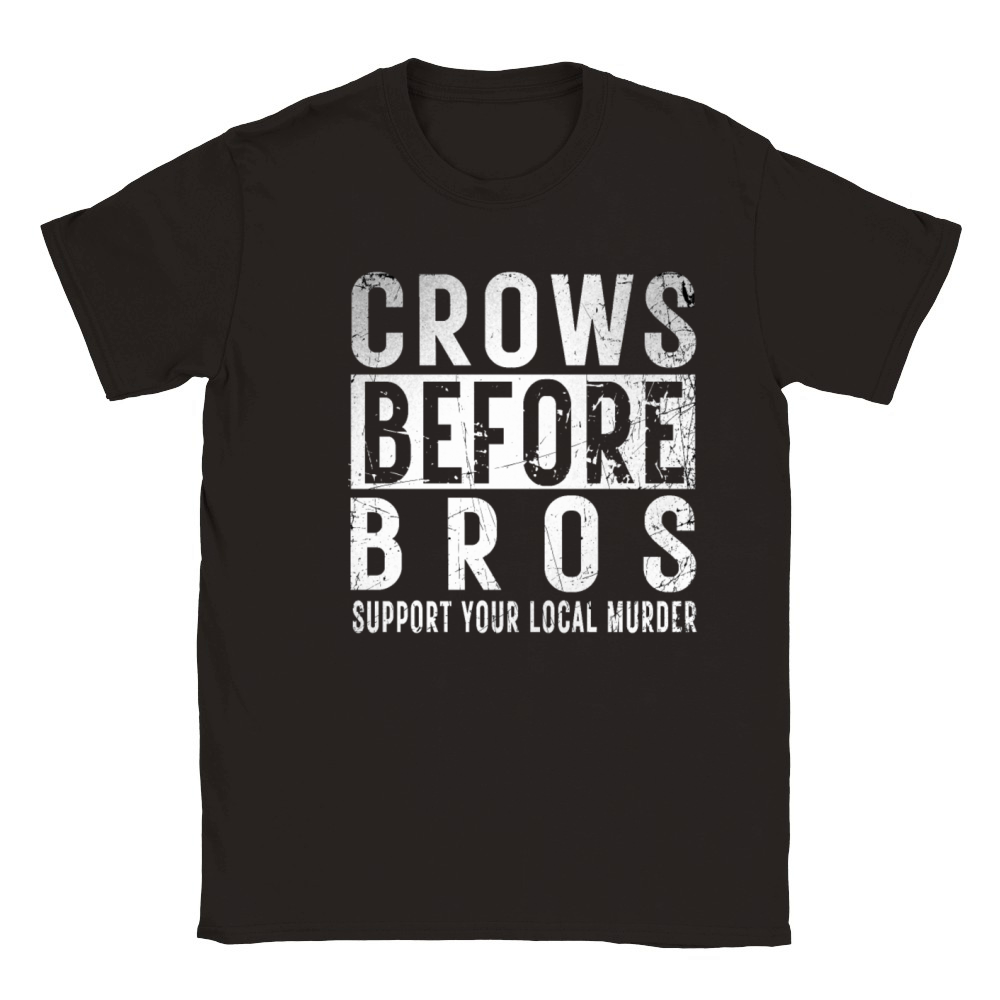 Crows Before Bros Support Your Local Murder Retro Classic Kids Crewneck T-shirt