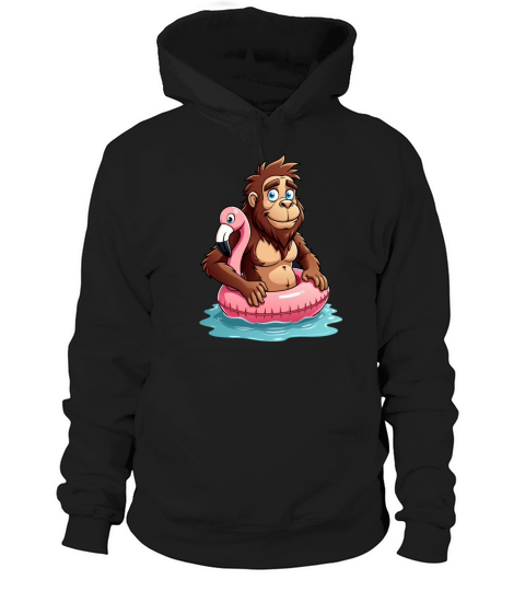Pool Party Bigfoot Flamingo Hoodie Unisex