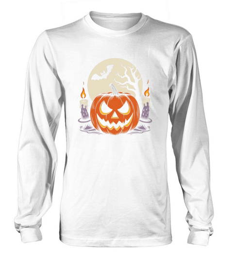 Vintage Pumpkin Scene Halloween Classic T-Shirt Long sleeved Unisex