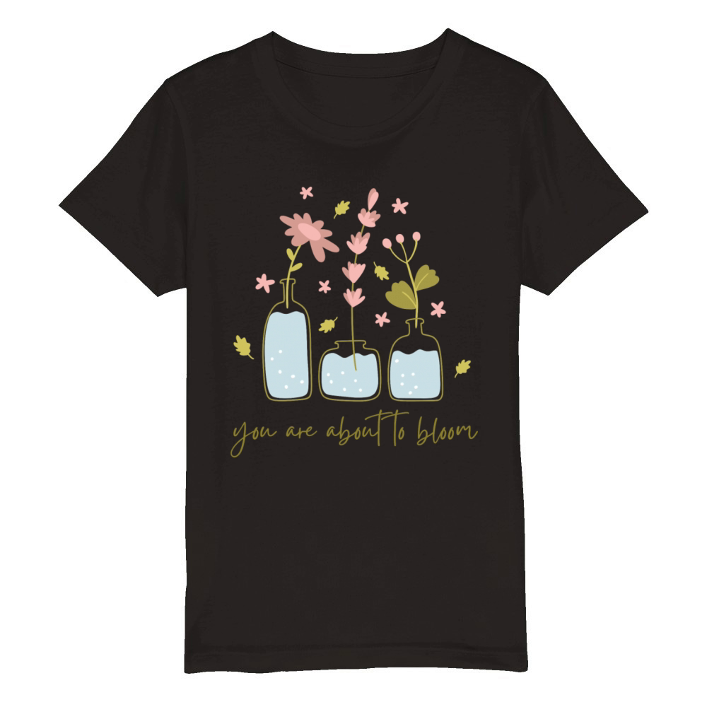 Colorful Cute Flower Quote Organic Kids Crewneck T-shirt