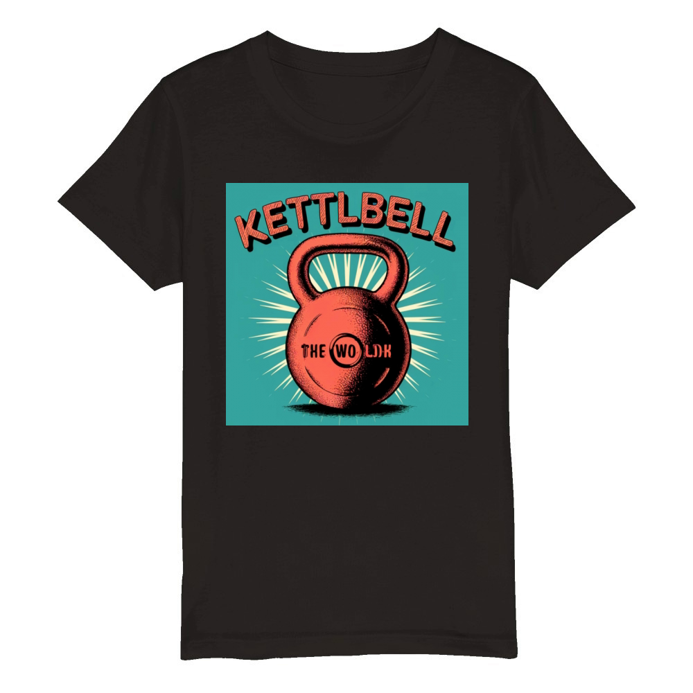 Kettlebell retro vintage Organic Kids Crewneck T-shirt