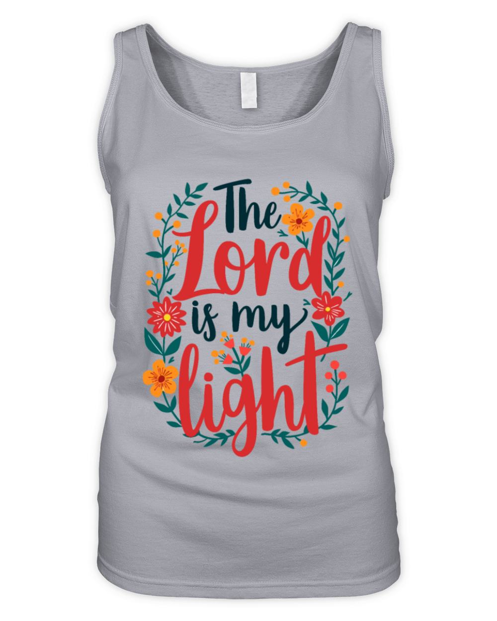 The Lord Is My Light Christian Quote Flower Floral Organic Women's Tank Top