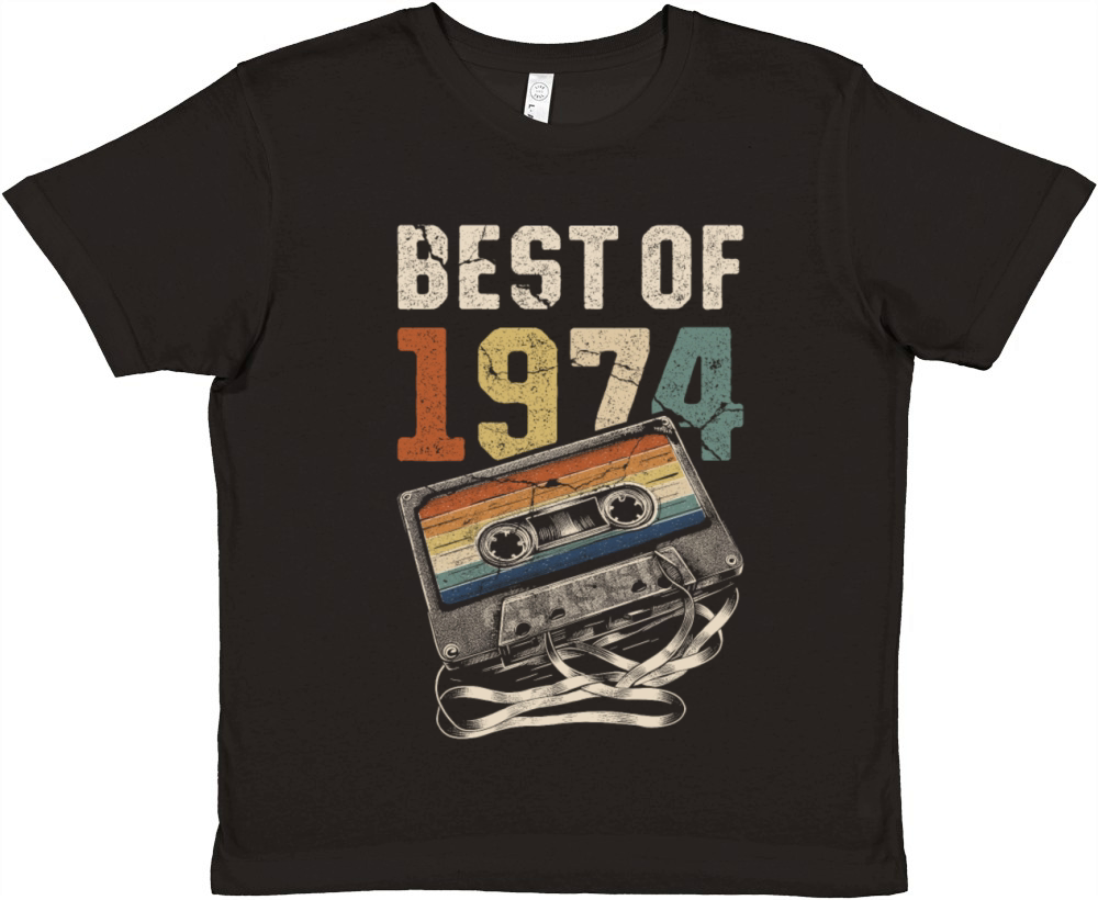 Best Of 1974 Birthday Cassette Tape Premium Kids Crewneck T-shirt