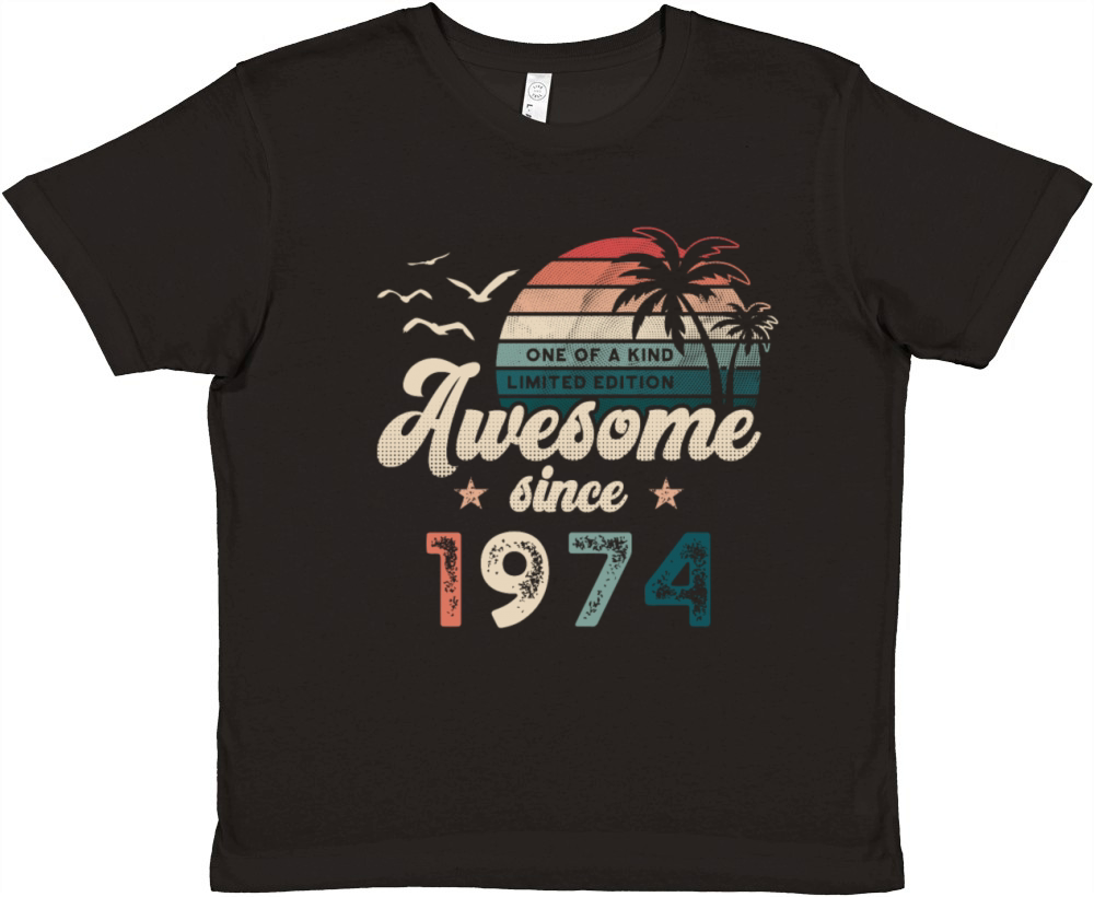 Birthday 1974 Palm Trees Premium Kids Crewneck T-shirt