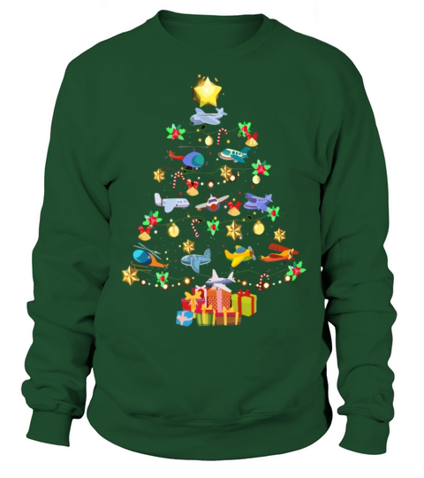 Airplane Christmas Tree Sweatshirt Unisex