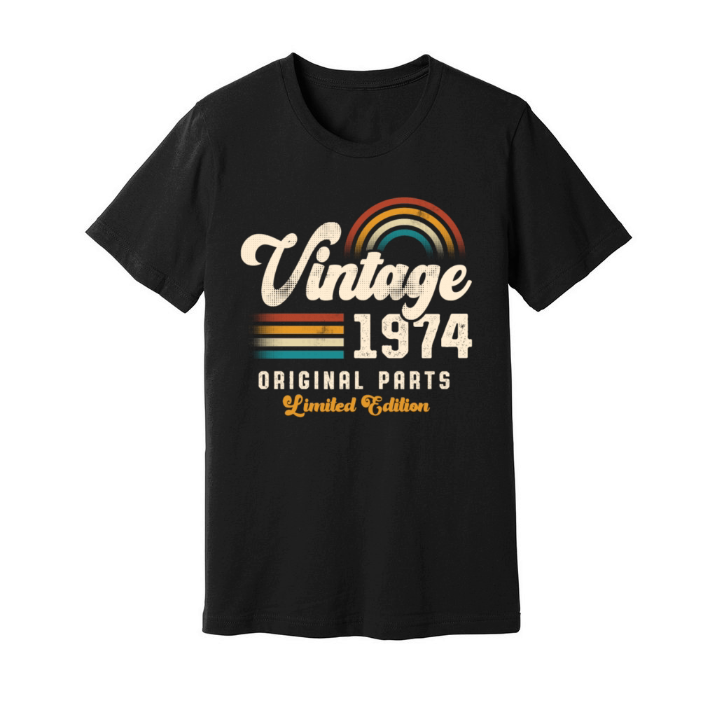 Vintage 1974 Birthday Retro Unisex Jersey Tee