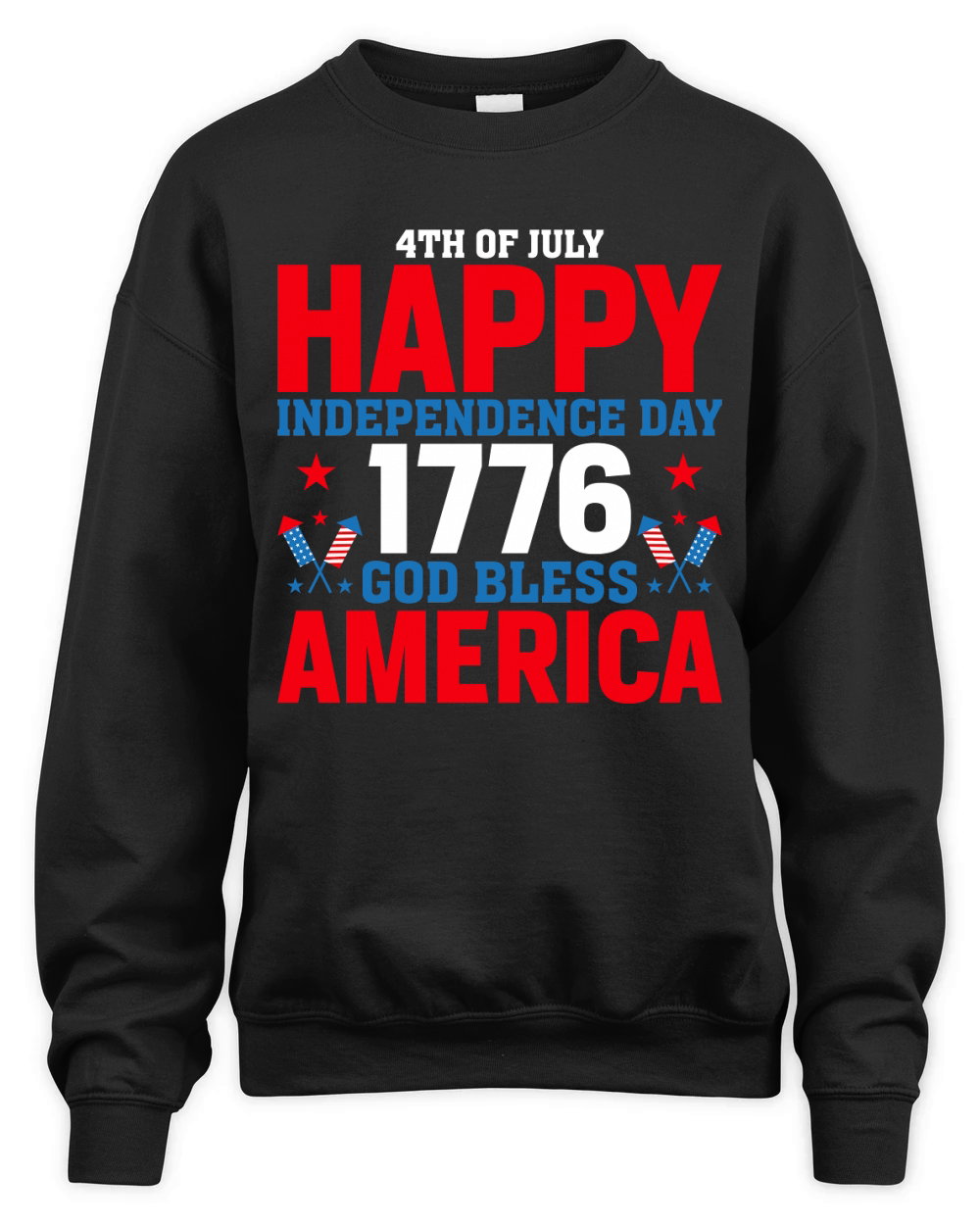 4th of July happy Independence Day 1776 God Bless America 02 Unisex Premium Crewneck Sweatshirt