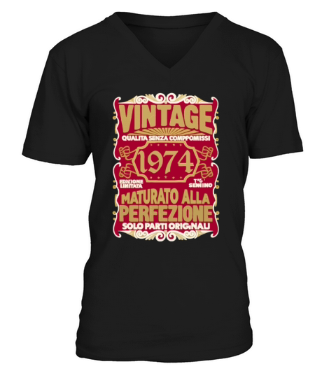 50 Compleanno 50 Uomo Anni Retro Vintage 1974 Reg V-Neck T-shirt