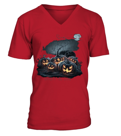 Eerie Pumpkin Hollow V-Neck T-shirt