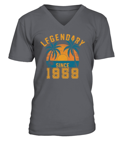 Legendary Since 1959 Birthday Sunset Retro Palm V-Neck T-shirt