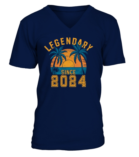 Legendary Since 2024 Birthday Sunset Retro Palm V-Neck T-shirt