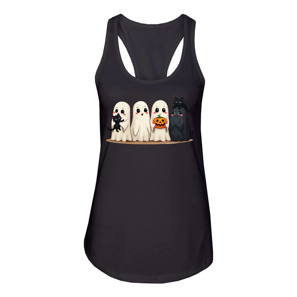 Ghost Cats Halloween Women's Racerback Tank