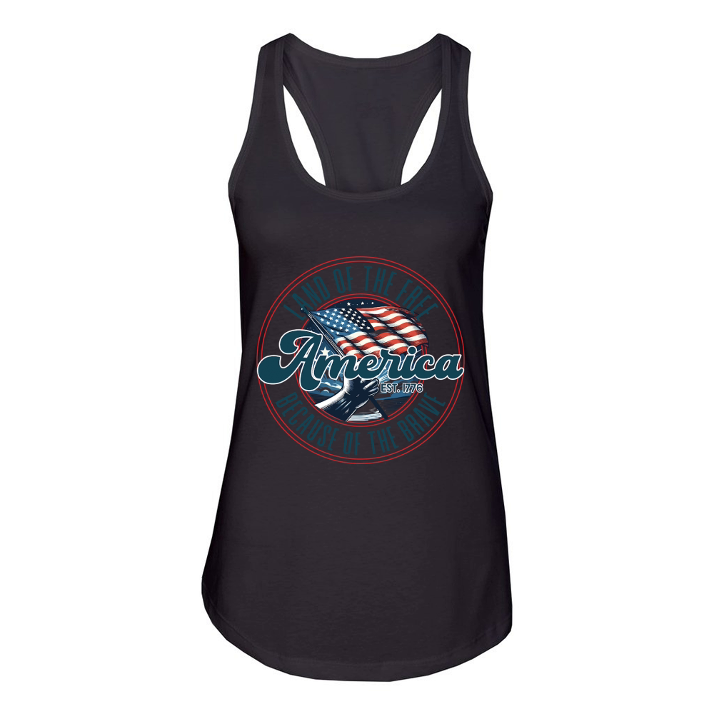 Land Of The Free Because Of The Brave Women's Racerback Tank