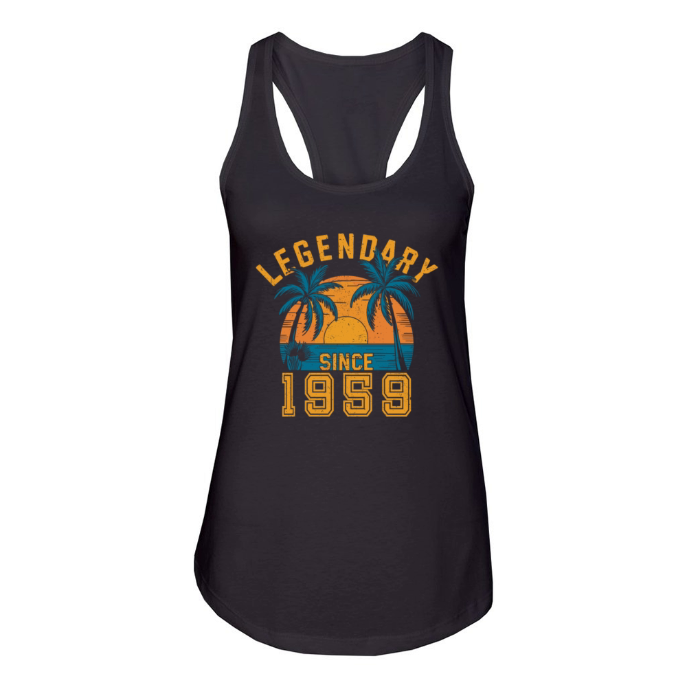 Legendary Since 1959 Birthday Sunset Retro Palm Women's Racerback Tank