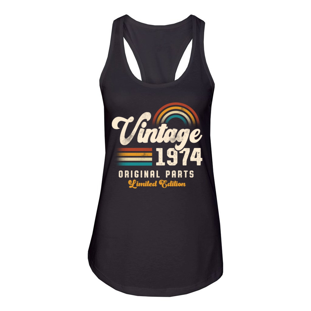 Vintage 1974 Birthday Retro Women's Racerback Tank