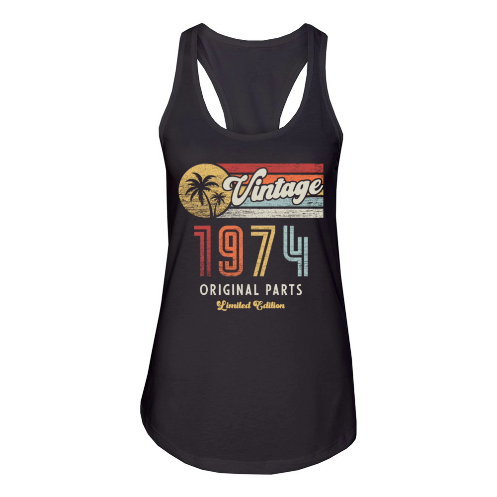 Vintage 1974 Birthday Retro Women's Racerback Tank