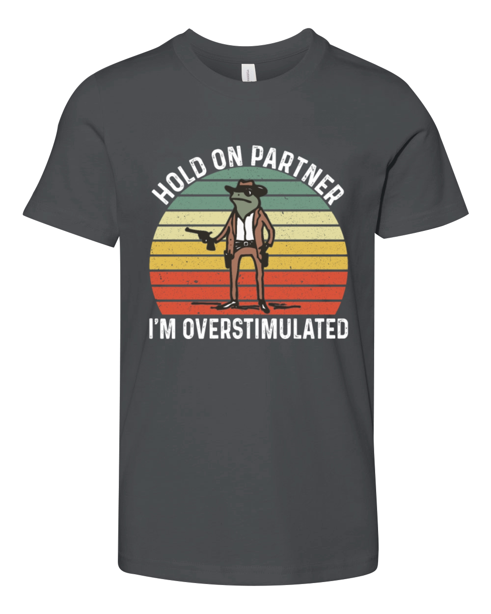 Hold On Partner Im Overstimulated Cowboy Frog Youth Unisex Jersey Tee