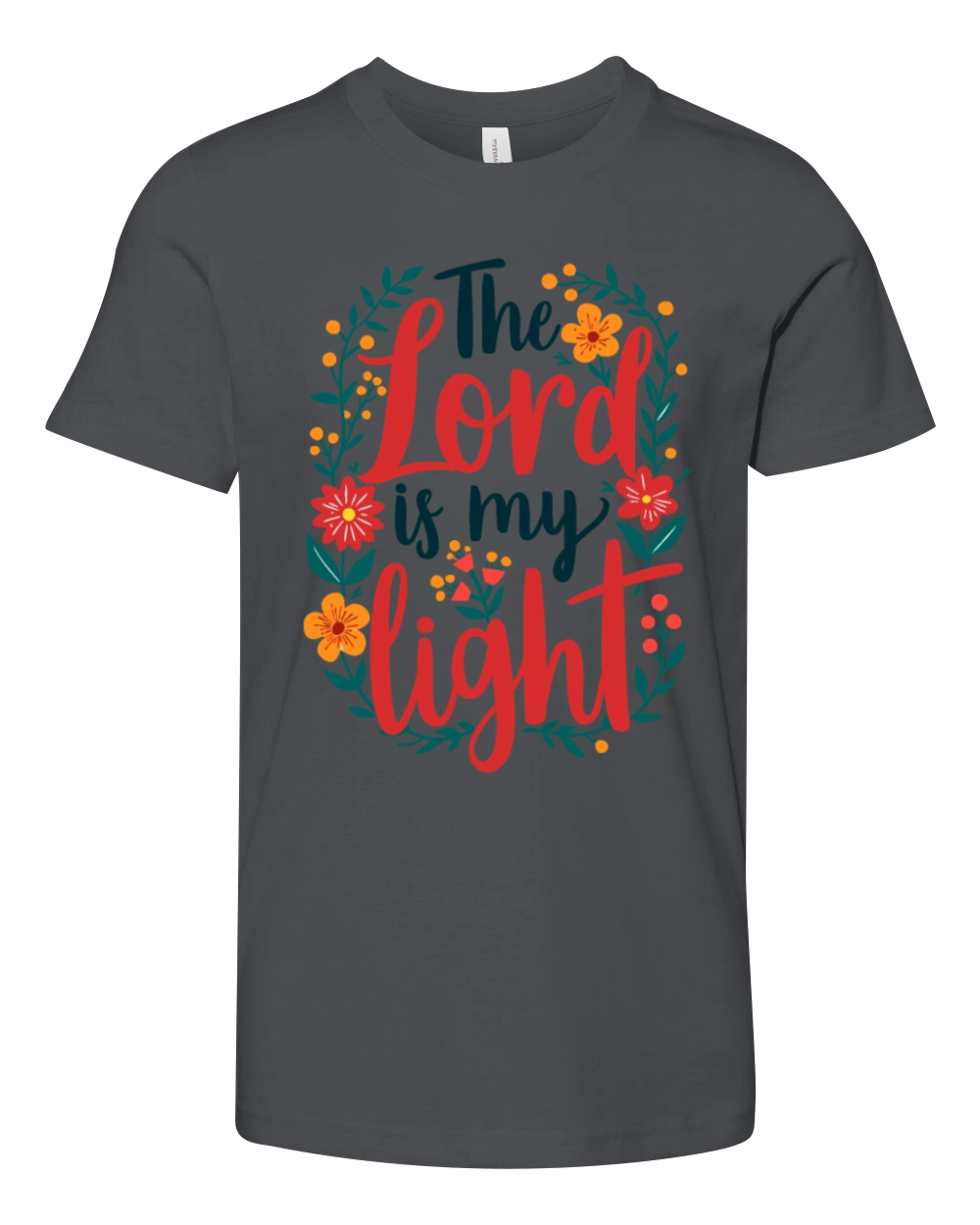 The Lord Is My Light Christian Quote Flower Floral Youth Unisex Jersey Tee