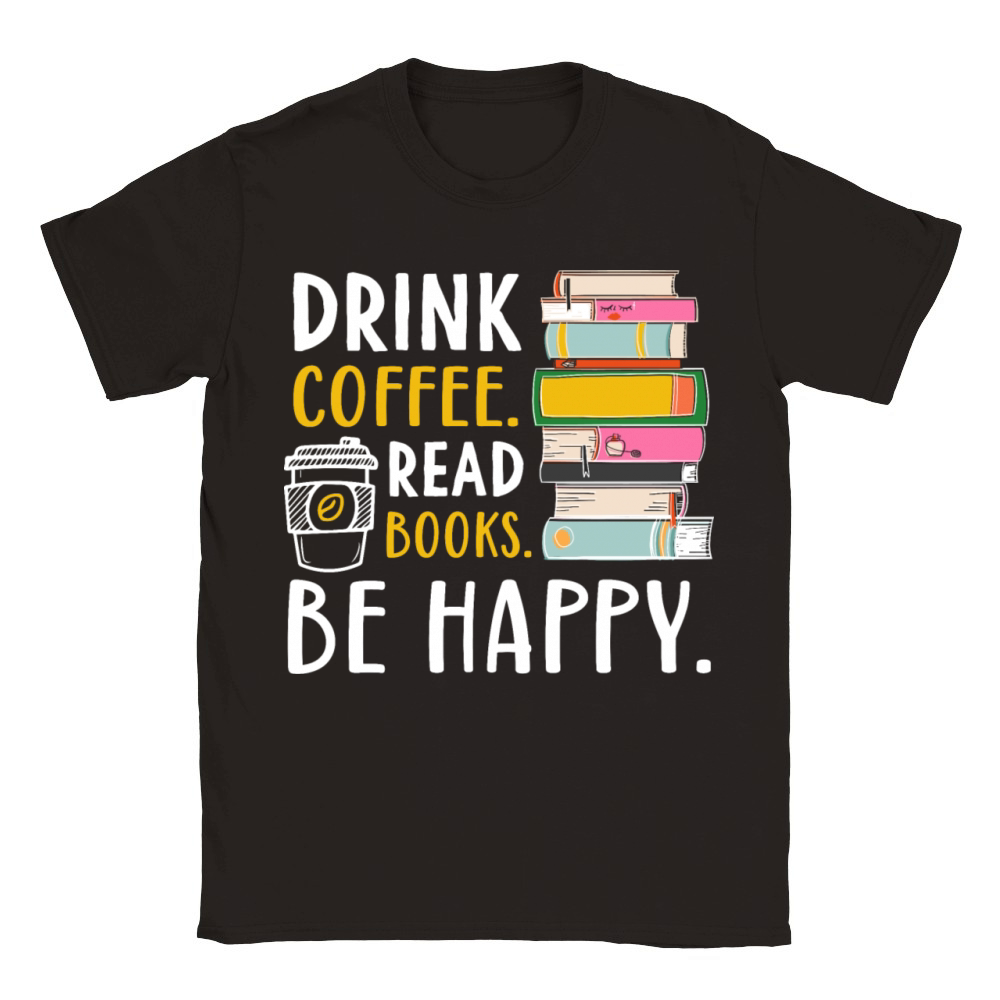 Drink Coffee Book Lover Reader Funny Reading Classic Kids Crewneck T-shirt