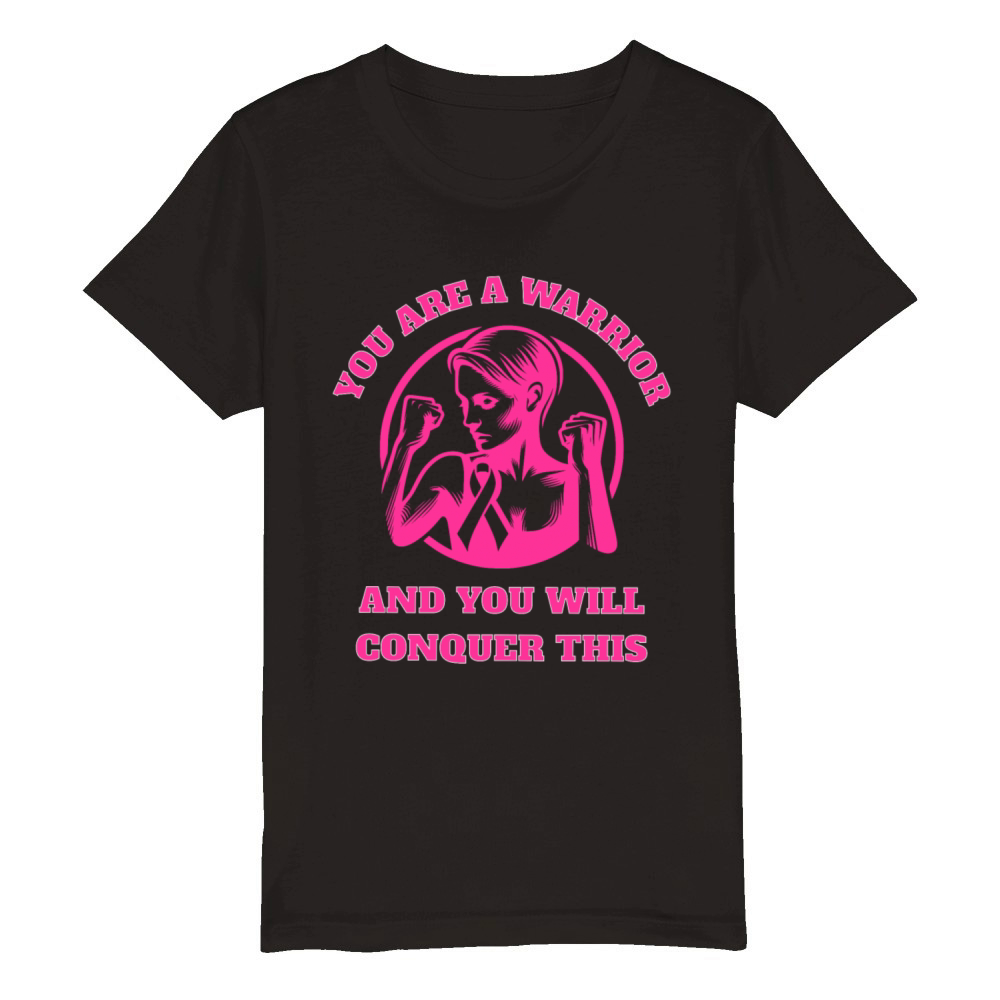 Empowering Pink Ribbon Design for Cancer Fighters Organic Kids Crewneck T-shirt