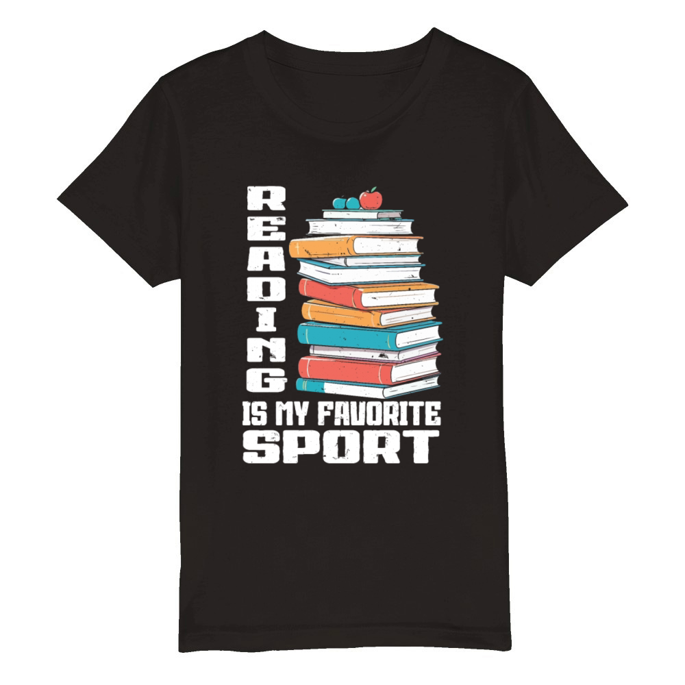 Reading Is My Favorite Sport Bookworm Organic Kids Crewneck T-shirt