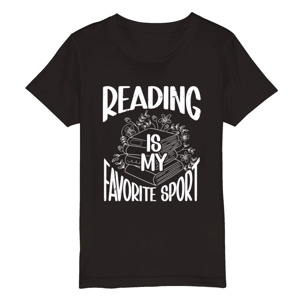 Reading Is My Favorite Sport Bookworm Organic Kids Crewneck T-shirt