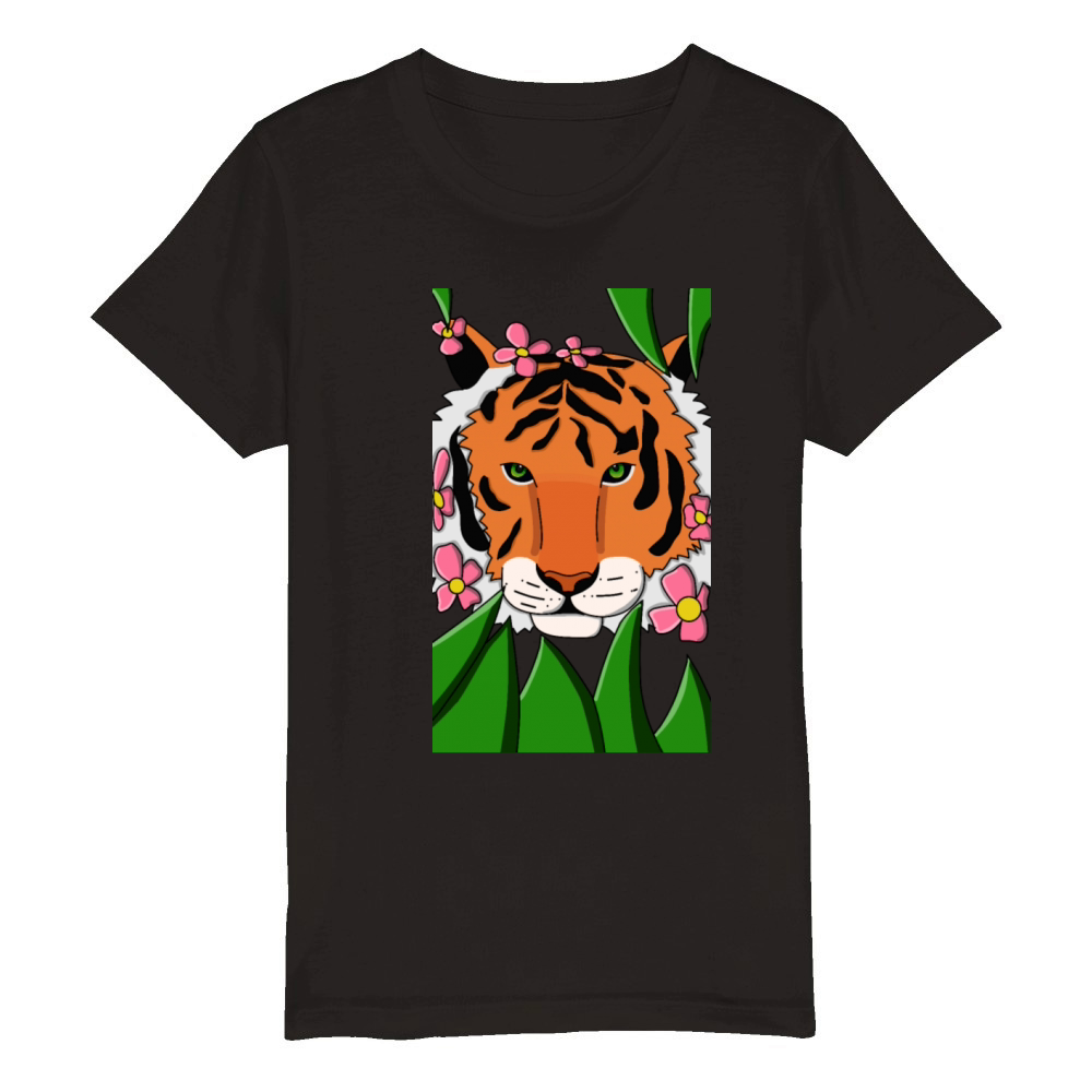 Tiger hiding Organic Kids Crewneck T-shirt