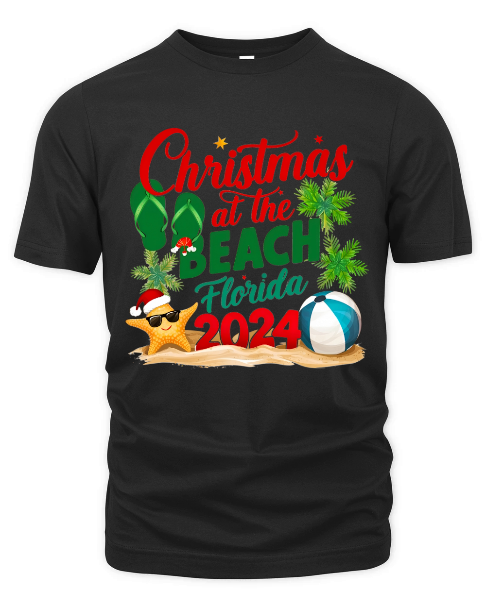 Christmas At The Beach Florida 2024 Organic Unisex T-shirt
