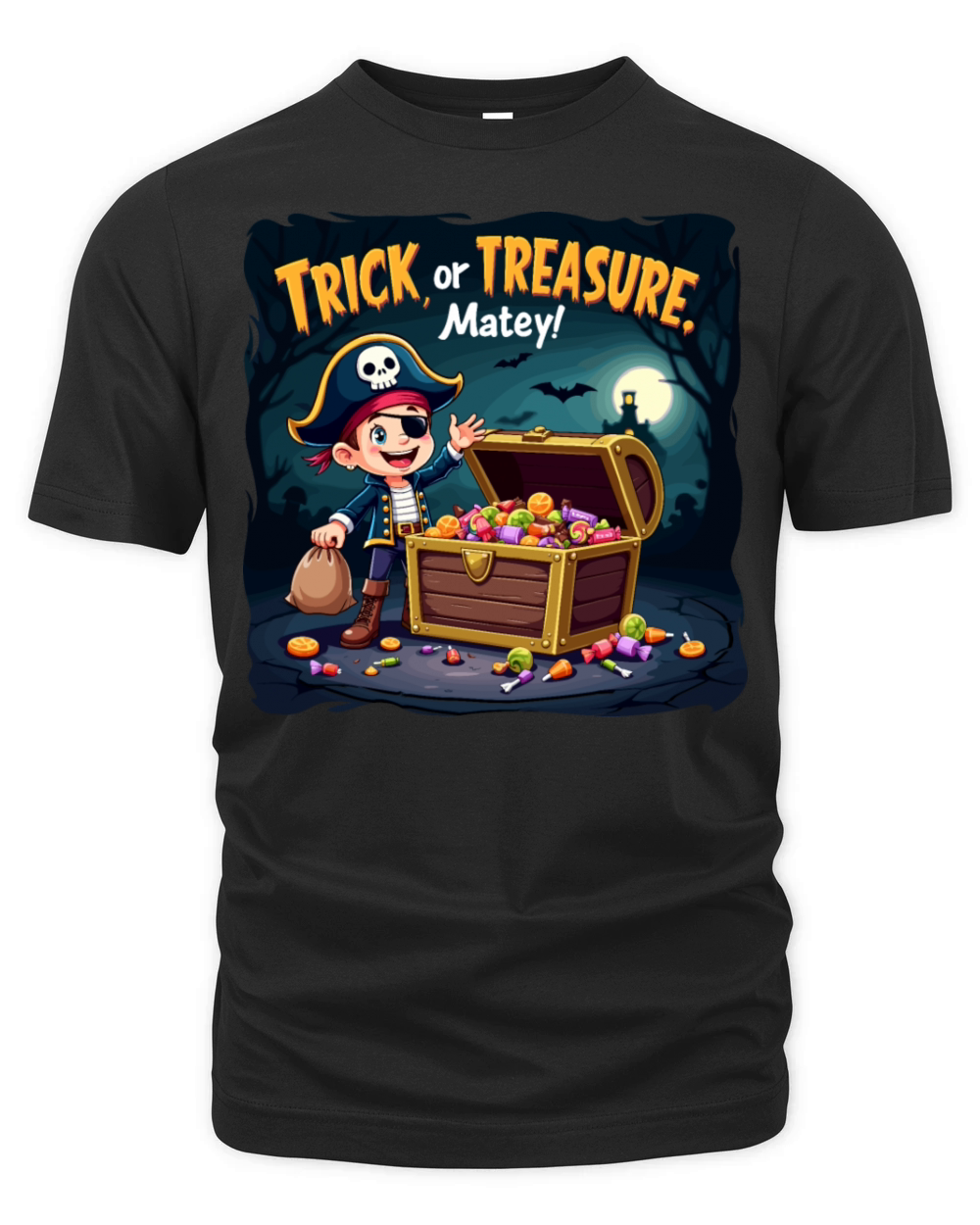 Trick or Treasure Pirate Month Halloween Organic Unisex T-shirt