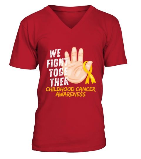 We Fight Together Childhood Cancer Awareness V-Neck T-shirt
