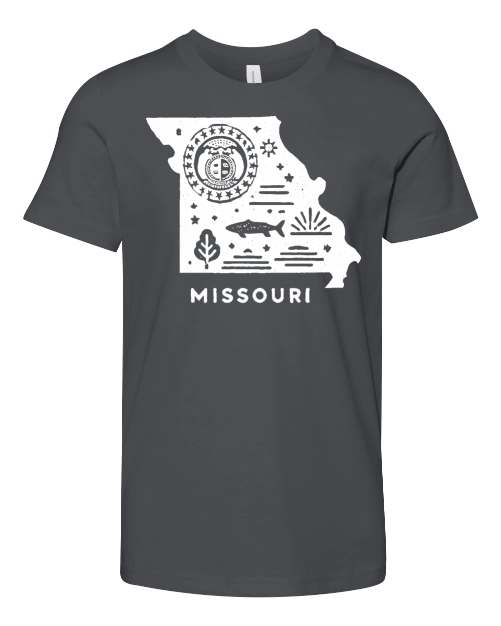 Missouri Vintage State Badge Design Youth Unisex Jersey Tee