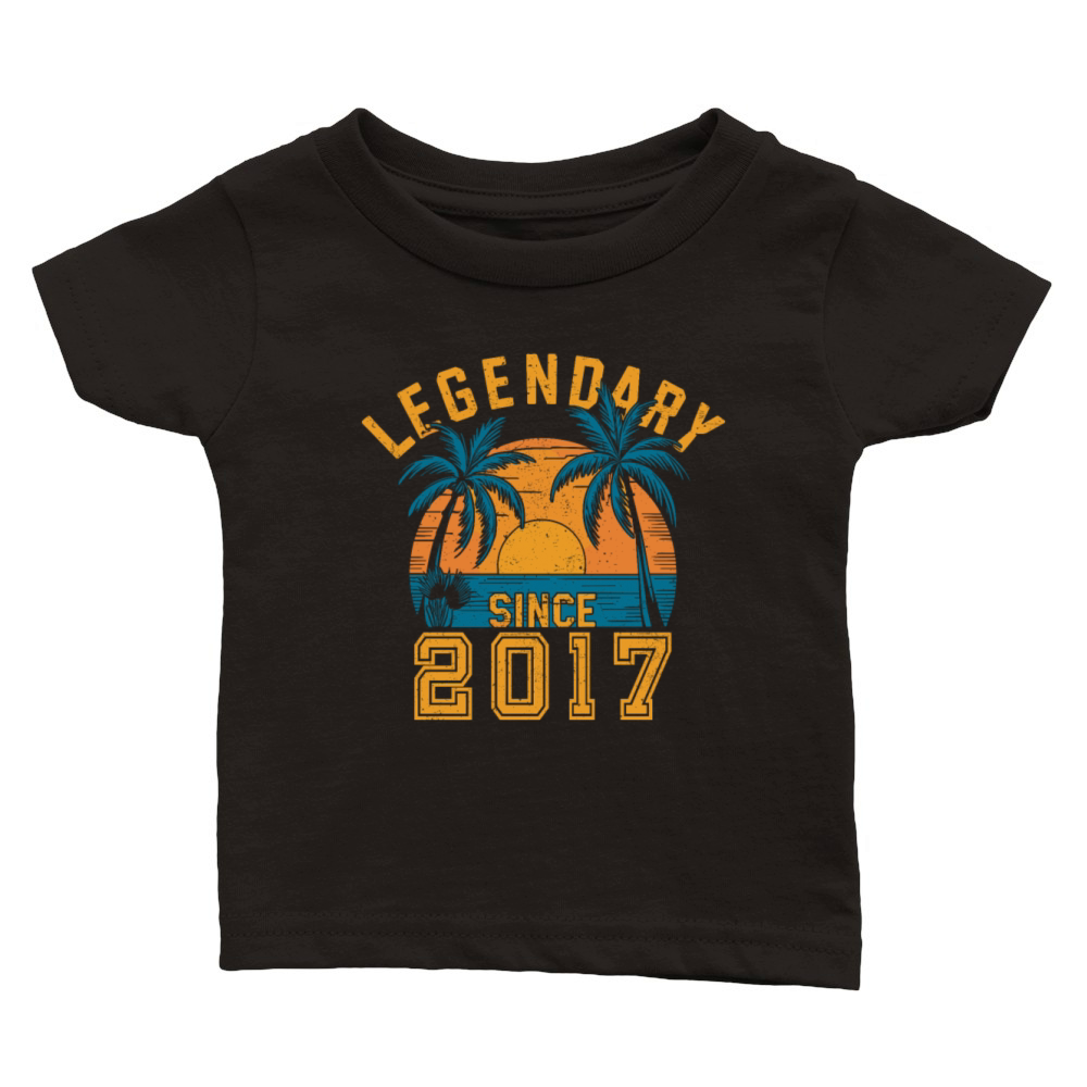 Legendary Since 2017 Birthday Sunset Retro Palm Classic Baby Crewneck T-shirt