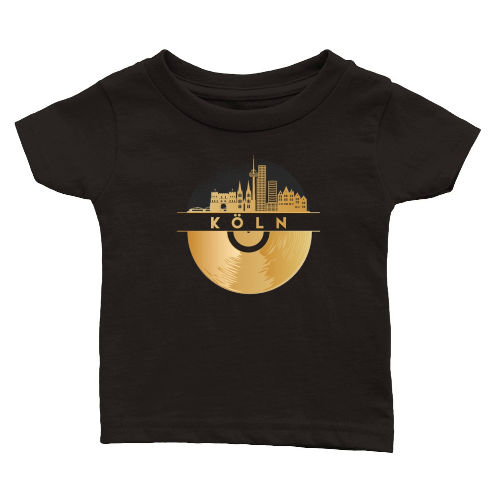 Vinyl-Record-Player Disco-Music Skyline-Germany Classic Baby Crewneck T-shirt