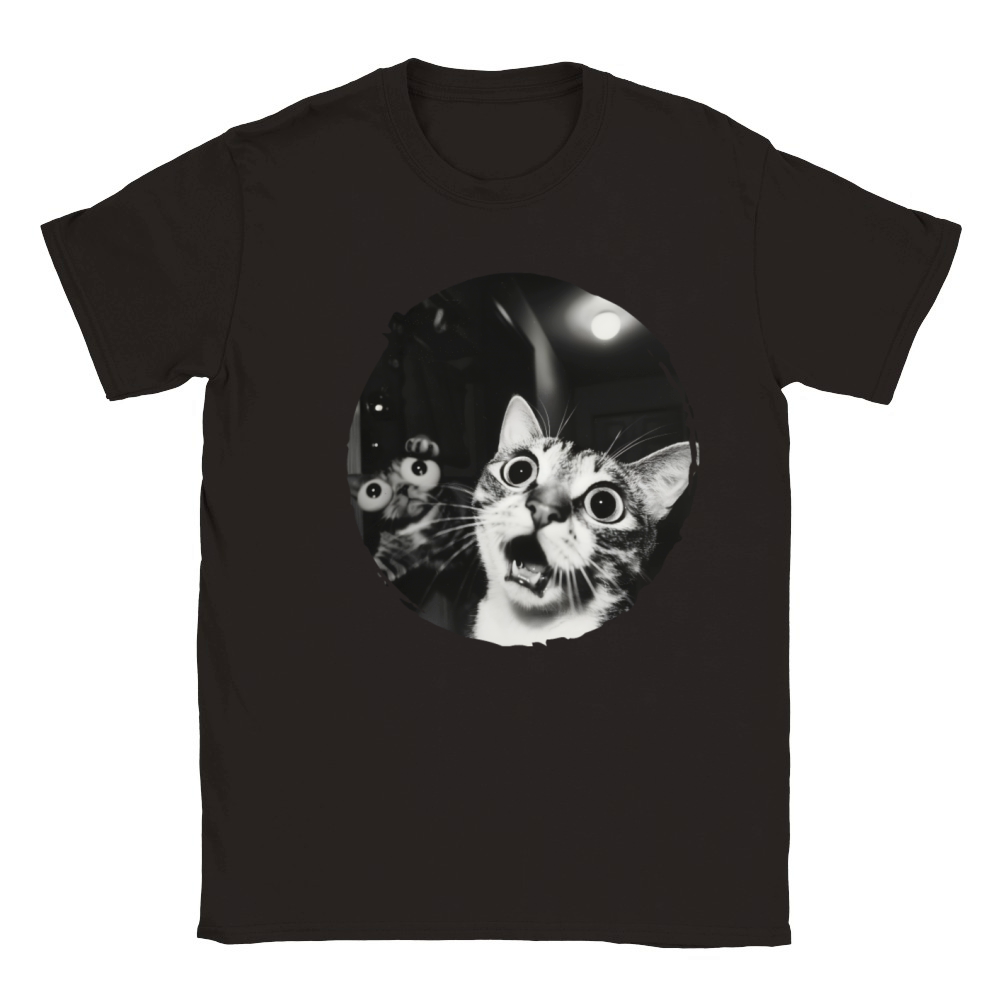 Double Surprised Cats in Vintage Black and White Classic Kids Crewneck T-shirt