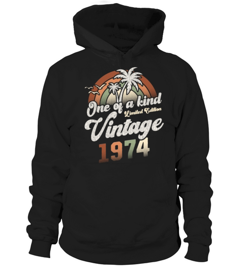 Vintage 1974 Birthday Palm Trees Hoodie Unisex