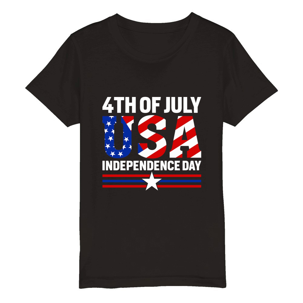 4th of July USA Independence Day 02 Organic Kids Crewneck T-shirt