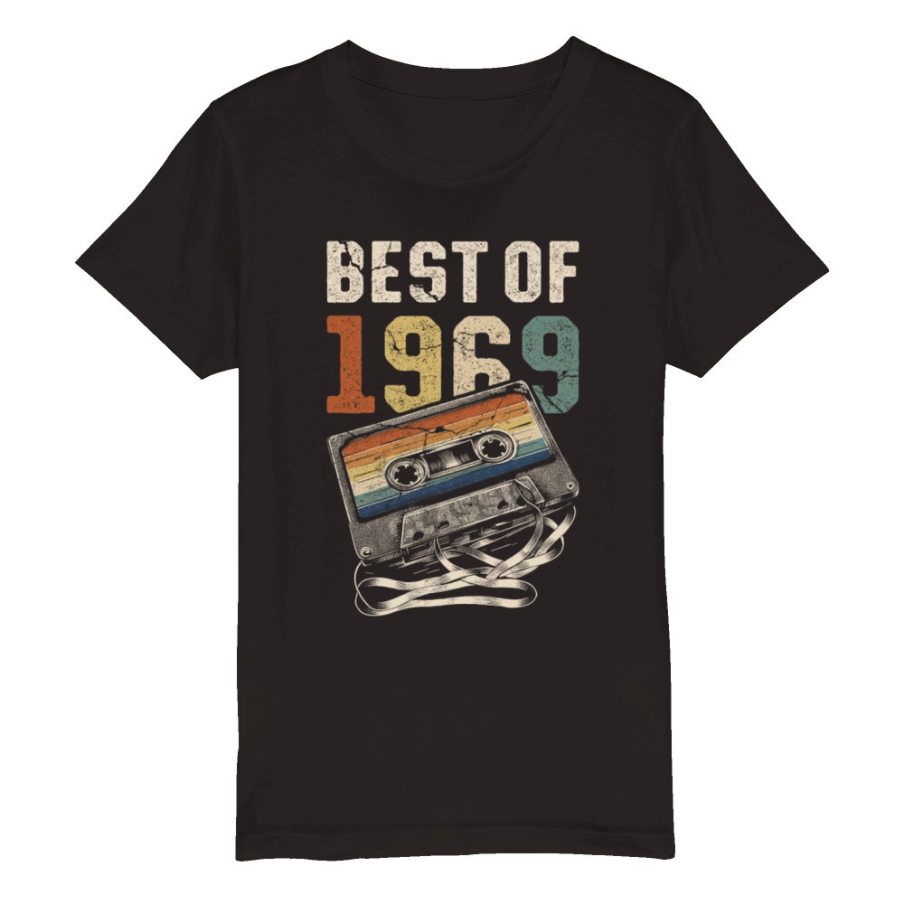Best Of 1969 Birthday Cassette Tape Organic Kids Crewneck T-shirt