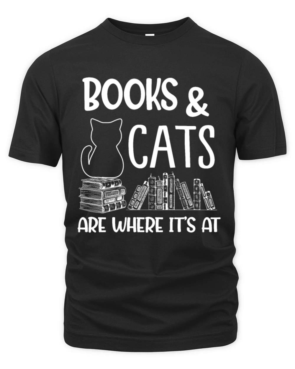 Cats Book Lover Reader Desing Funny Reading Organic Unisex T-shirt