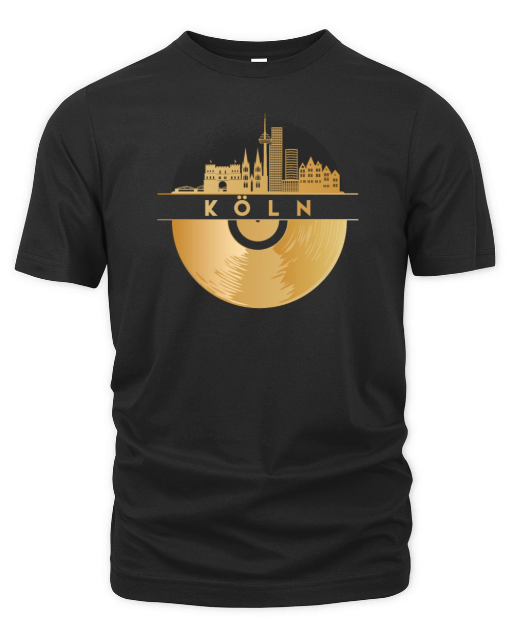 Vinyl-Record-Player Disco-Music Skyline-Germany Organic Unisex T-shirt