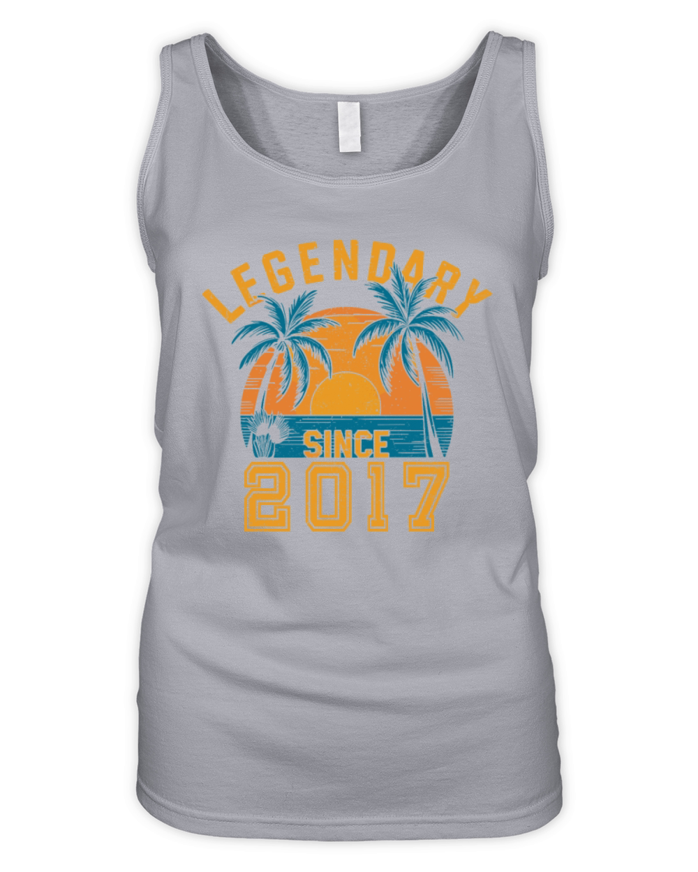 Legendary Since 2017 Birthday Sunset Retro Palm Organic Women's Tank Top