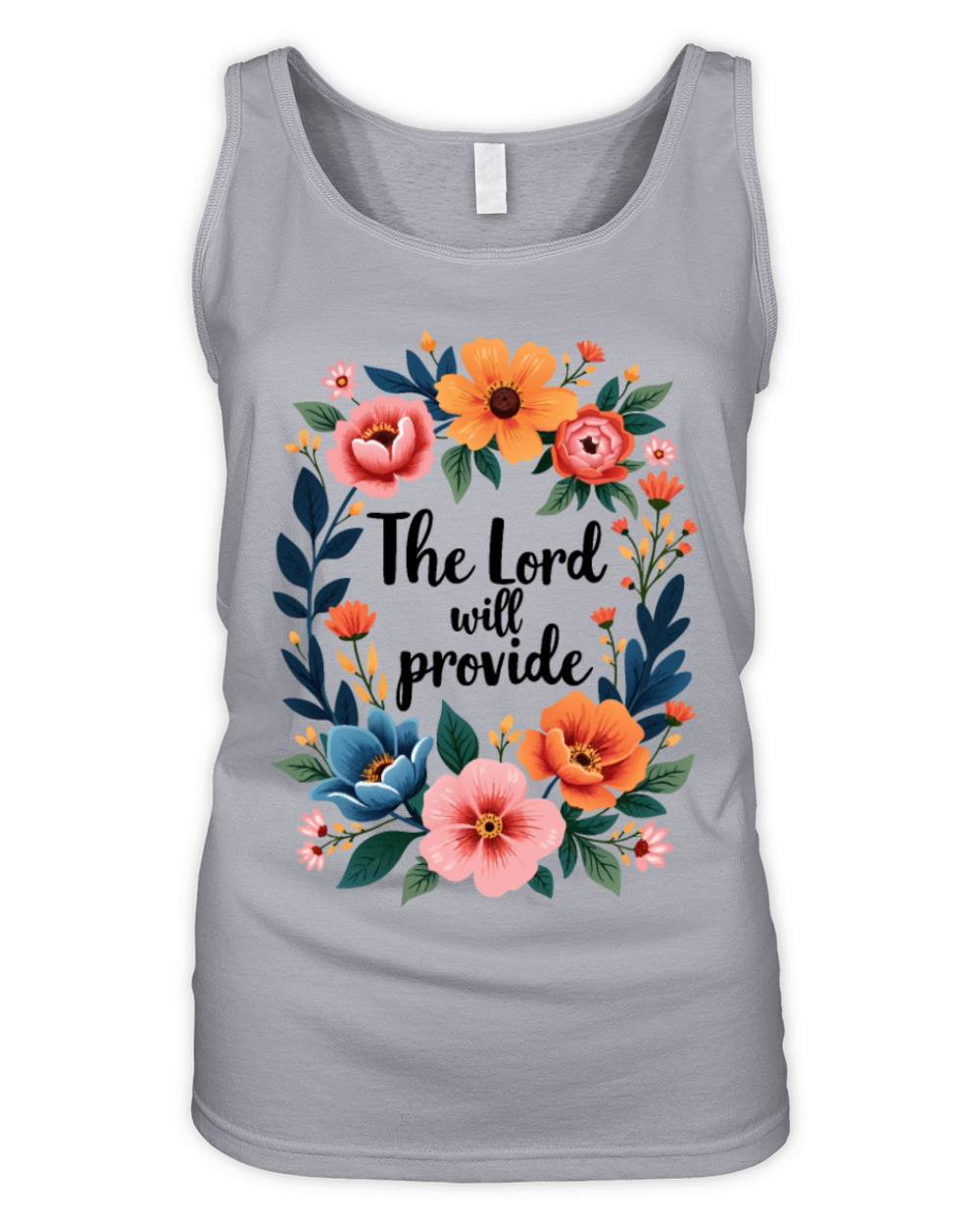 The Lord Will Provide Christian Quote Flower Organic Women's Tank Top