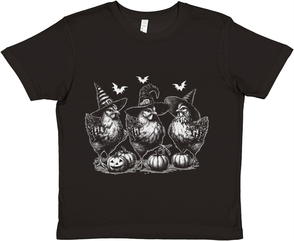 Chicken Witches Funny Halloween D White Premium Kids Crewneck T-shirt