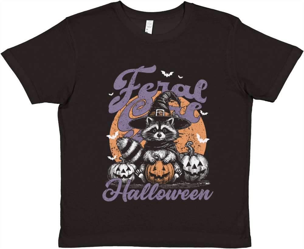 Feral girl Halloween Raccoon D Color Premium Kids Crewneck T-shirt