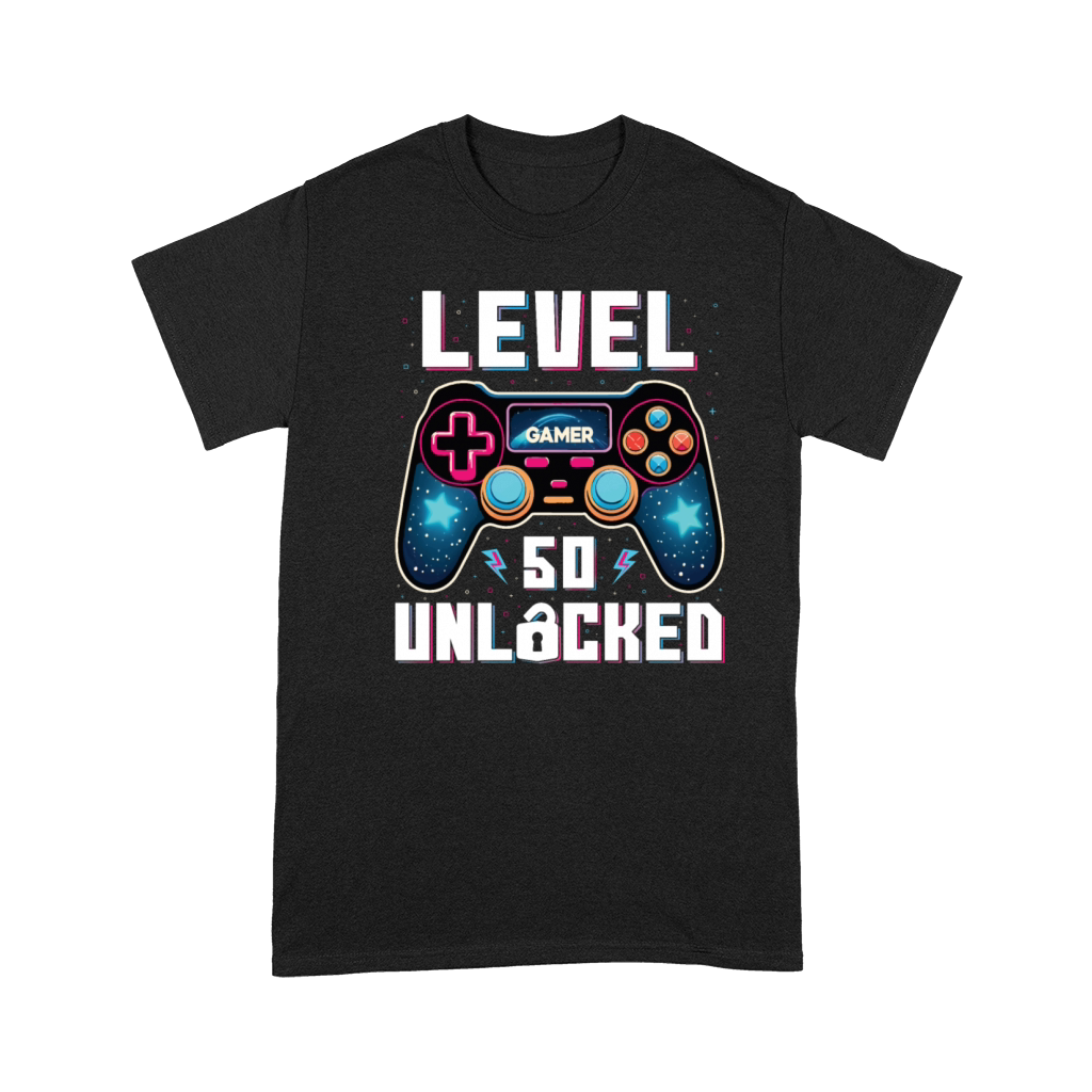 Level 50 Unlocked 50th Birthdays Gamer Gift Premium T-shirt