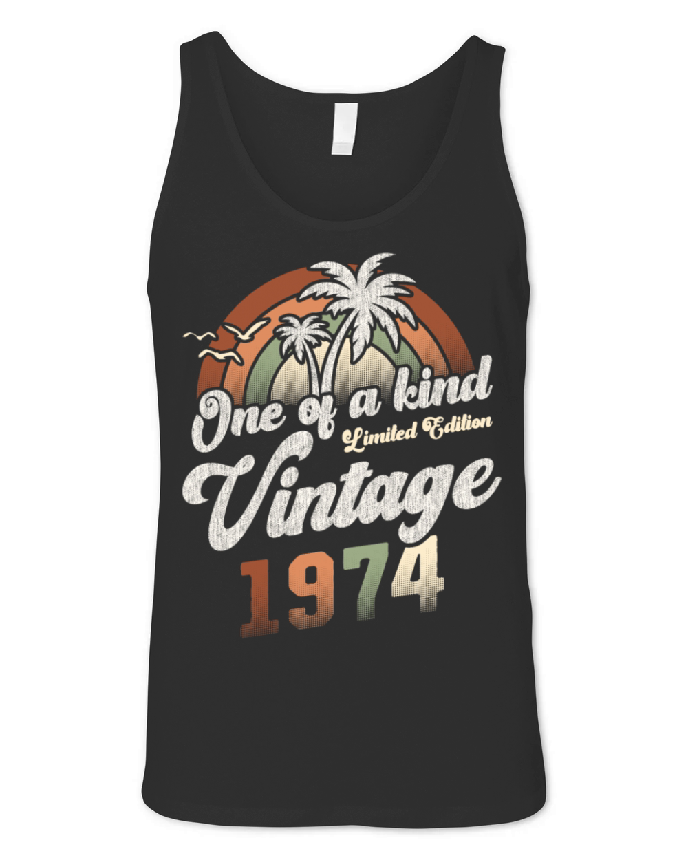 Vintage 1974 Birthday Palm Trees Unisex Jersey Tank