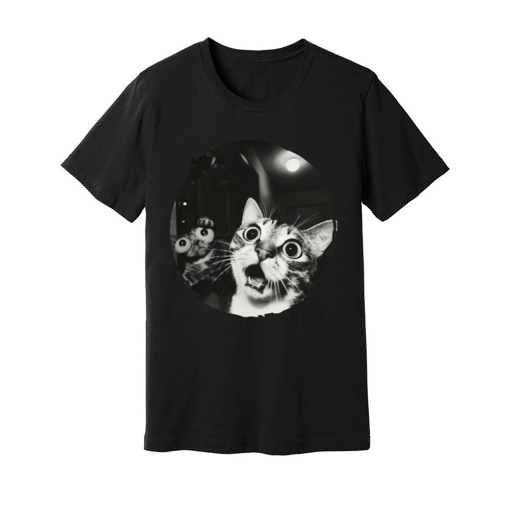 Double Surprised Cats in Vintage Black and White Unisex Jersey Tee